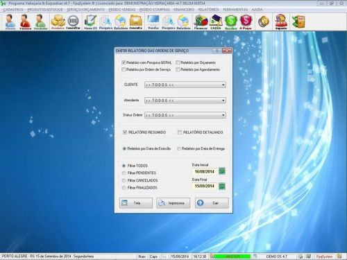 Programa Os Vidraçaria e Esquadrias com Vendas e Financeiro v4.7 - Fpqsystem 152070