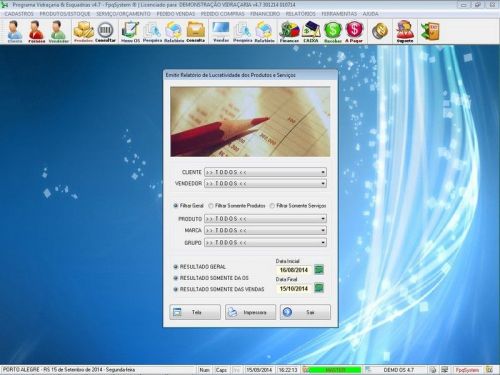 Programa Os Vidraçaria e Esquadrias com Vendas e Financeiro v4.7 - Fpqsystem 152071