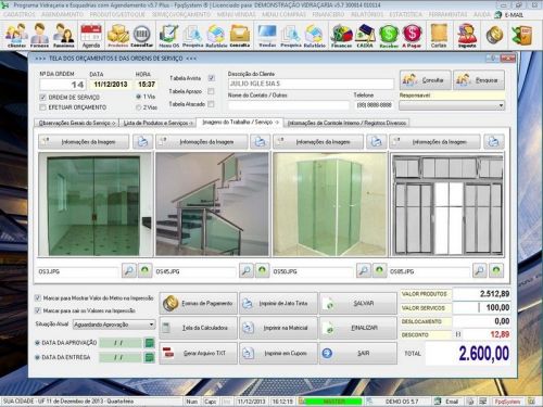 Programa Os Vidraçaria e Esquadria com Vendas Financeiro e Agendamento v5.7 Plus 152229