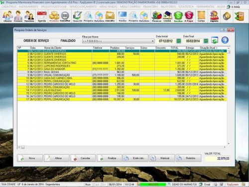 Programa Ordem de Serviço Marmoraria com Vendas e Financeiro e Agendamento v5.8 152281