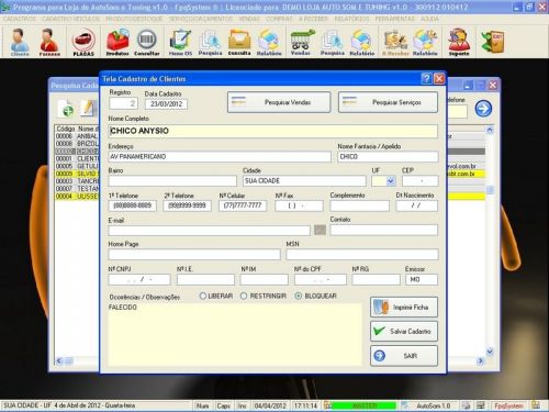 Programa para Autosom e Tunning com Serviços v1.0 - Fpqsystem 152315