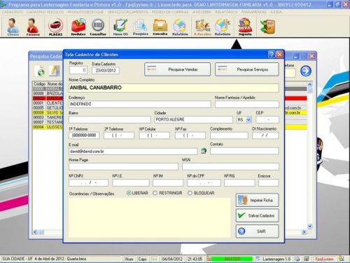 Programa para Lanternagem Funilaria Pintura e Serviços v1.0 - Fpqsystem 152356