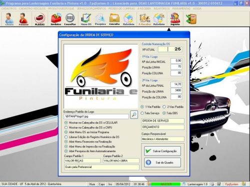 Programa para Lanternagem, Funilaria, Pintura e Serviços v1.0 - FpqSystem 152363