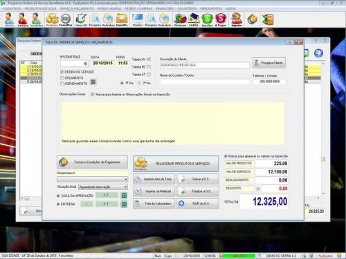Programa Ordem de Serviço Serralheria com Vendas e Financeiro v4.3 - Fpqsystem 187864