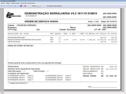 Programa Ordem de Serviço Serralheria com Vendas e Financeiro v4.3 187872