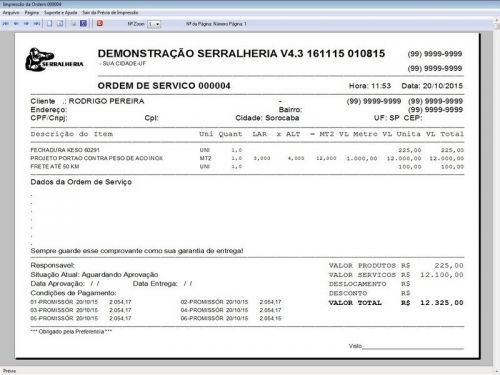 Programa Ordem de Serviço Serralheria com Vendas e Financeiro v4.3 - Fpqsystem 187872