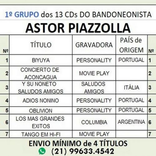 1º Grupo de 13 Cds do Bandeneonista Astor Piazzolla  Preço Anunciado do Item de Menor Valor 671205
