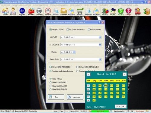 Programa para Bicicletaria com Ordem de Serviço Vendas e Financeiro v2.0  FpqSystem 6658