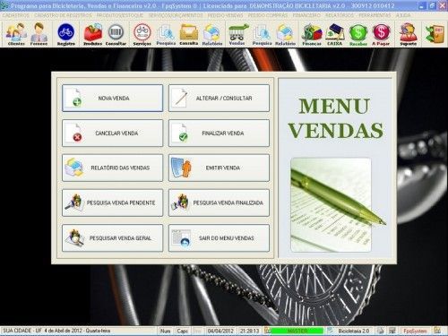 Programa para Bicicletaria com Ordem de Serviço Vendas e Financeiro v2.0 - Fpqsystem 6660