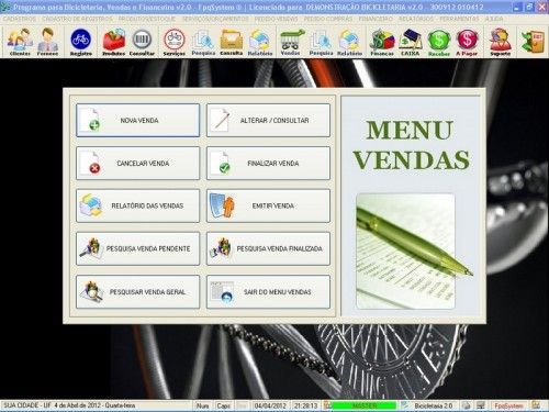 Programa para Bicicletaria com Ordem de Serviço Vendas e Financeiro v2.0  FpqSystem 6660