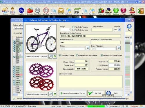 Programa para Bicicletaria com Ordem de Serviço Vendas e Financeiro v2.0  FpqSystem 6665