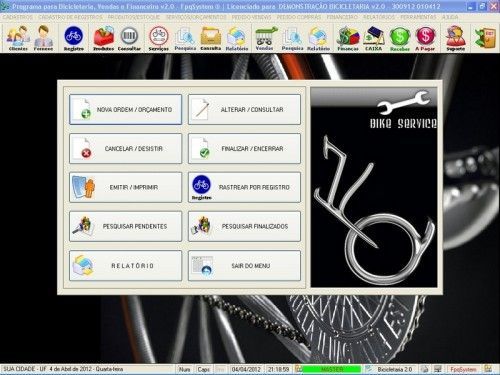 Programa para Bicicletaria com Ordem de Serviço Vendas e Financeiro v2.0 - Fpqsystem 6669