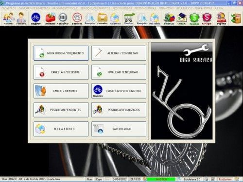 Programa para Bicicletaria com Ordem de Serviço Vendas e Financeiro v2.0  FpqSystem 6669