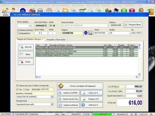 Programa para Bicicletaria com Ordem de Serviço Vendas e Financeiro v2.0 - Fpqsystem 6675