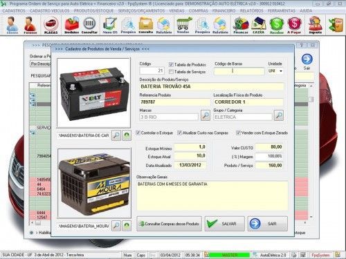 Programa para Autoelétrico  Ordem de Serviço Vendas e Financeiro v2.0 - Fpqsystem 6695
