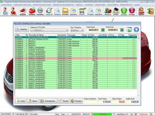 Programa para Autoelétrico  Ordem de Serviço Vendas e Financeiro v2.0 - Fpqsystem 6697