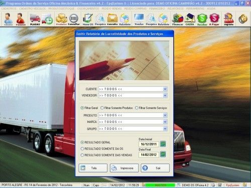 Programa Os Oficina Mecânica Caminhão com Serviços Orçamentos Vendas e Financeiro v4.2 - Fpqsystem 6728