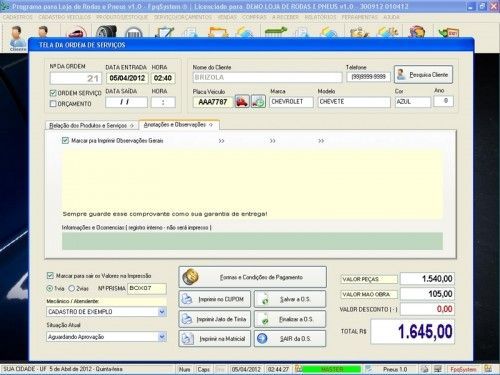 Programa para Loja de Rodas e Pneus  Vendas v1.0 - Fpqsystem 6750