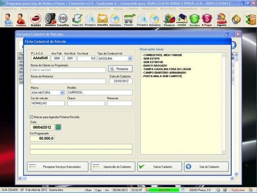 Programa para Loja de Rodas e Pneus com Vendas e Financeiro v2.0 - Fpqsystem 6767