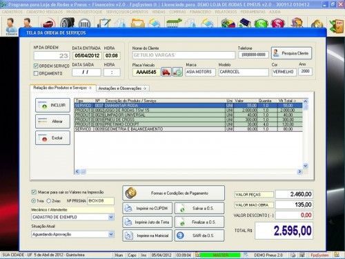 Programa para Loja de Rodas e Pneus com Vendas e Financeiro v2.0 - Fpqsystem 6770