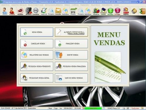 Programa para Loja de Rodas e Pneus com Vendas e Financeiro v2.0 - Fpqsystem 6774