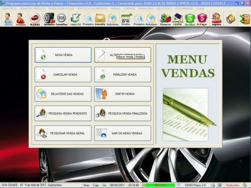 Programa para Loja de Rodas e Pneus com Vendas e Financeiro v2.0 6774