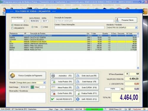 Programa para Loja de Rodas e Pneus com Vendas e Financeiro v2.0 - Fpqsystem 6776