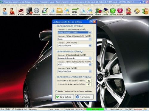 Programa para Loja de Rodas e Pneus com Vendas e Financeiro v2.0 - Fpqsystem 6784