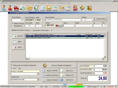Programa para Lavagem Automotiva com Serviços e Clientes v1.0 - Fpqsystem 11572
