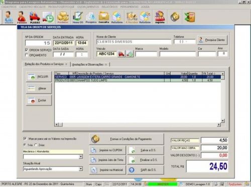 Programa para Lavagem Automotiva com Serviços e Clientes v1.0 11572