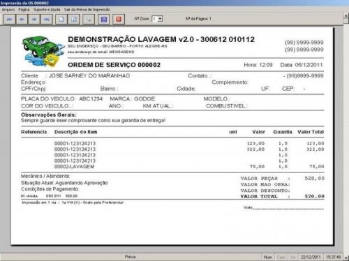 Programa para Lavagem Automotiva com Ordem de Serviço Vendas e Financeiro v2.0 11587