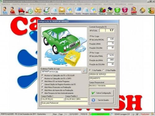 Programa para Lavagem Automotiva com Ordem de Serviço Vendas e Financeiro v2.0 11590