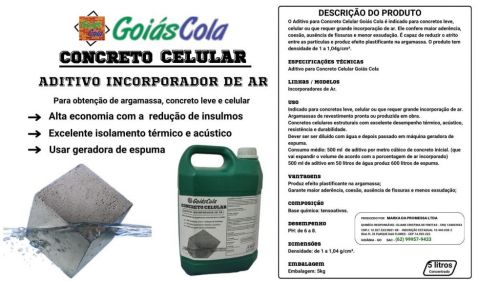 Aditivo para bloco de concreto celular leve Goiás cola 706054
