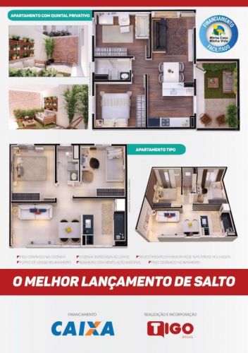 Apartamento em Salto Sp Tigo Monte Serrat Salto com 42 m² e 02 Dormitórios 545550