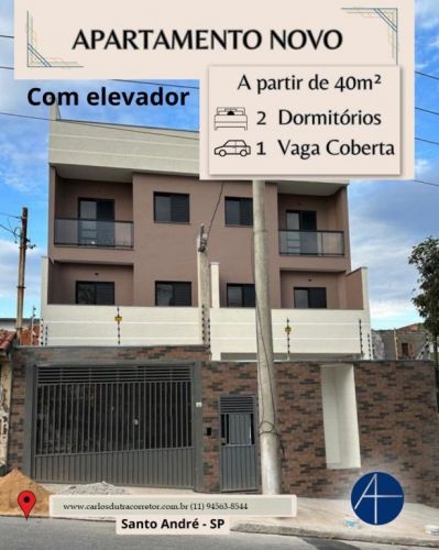 Apartamento s condomínio 2 dorm. com elevador 1 vg. Jd. Alvorada Santo André 685335