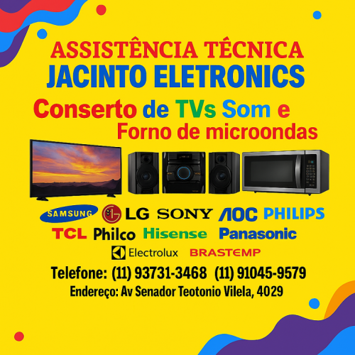 Assistencia técnica samsung lg sony aoc philips tcl philco Hisense Aiwa Panasonic Electrolux Brastemp 763601