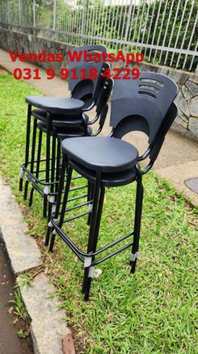 Banqueta Alta Para Bancada Balcão Gourmet Preta - Frete Grátis para Bh Minas Gerais - Nova 769160