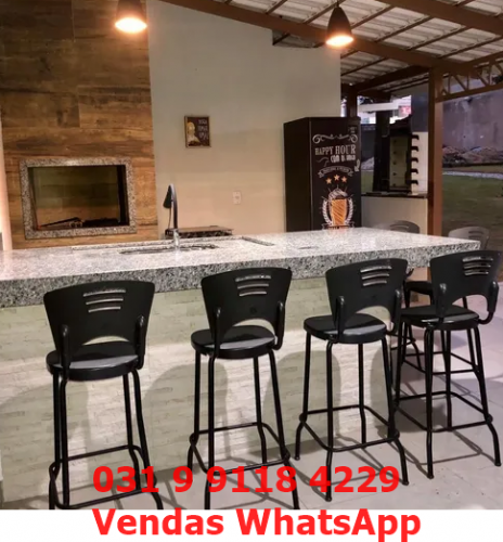 Banqueta Para Bancada Balcão Gourmet Preta - Frete Grátis em Bh 755514