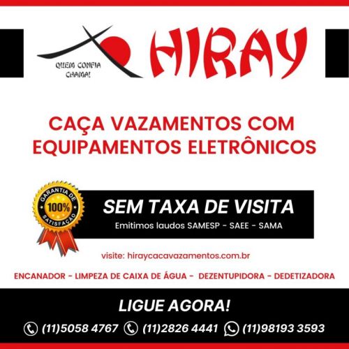 Caça Vazamento Hiray 2826-44-41 Planalto Paulista 693845