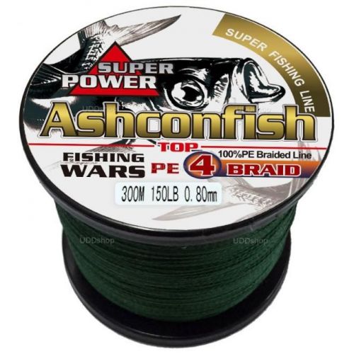 Linha de Pesca Multi-Filamento Ashconfish 300 metros 0,80mm 150Lbs 68kg cor Verde 605146