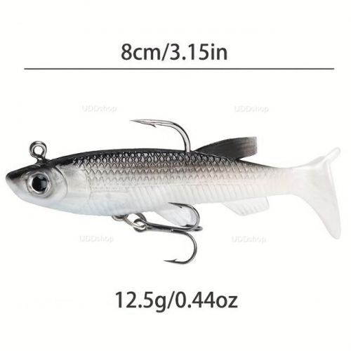 Kit 5Pcs Isca Artificial Tipo Shad Mullet 80mm 12g 671950