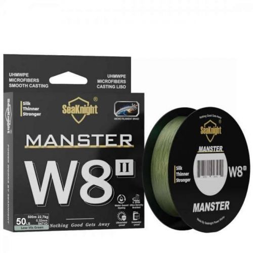 Linha de Pesca Multi-Filamento Manster W8 Fios SeaKnight 500 metros 0,32mm 50Lbs 22.7Kg cor Verde 690970