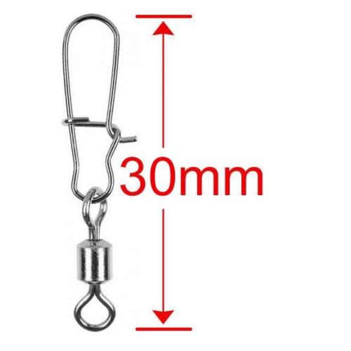 Pesca Kit 100Pcs Conector Girador Engate Rápido Snap Swivel Destorcedor Aço 30mm 50Lbs 22Kg #2 690971