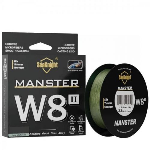 Linha de Pesca Multi-Filamento Manster W8 Fios SeaKnight 500 metros 0,23mm 33Lbs 15Kg cor Verde 707750