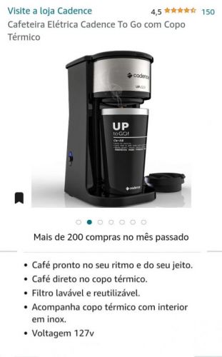 Cafeteira eletrica Cadence com copo termico 693175