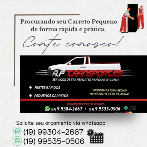 Carreto Pequeno Jardim Carlos Lourenço em Campinas  Fretes Rápidos 679282