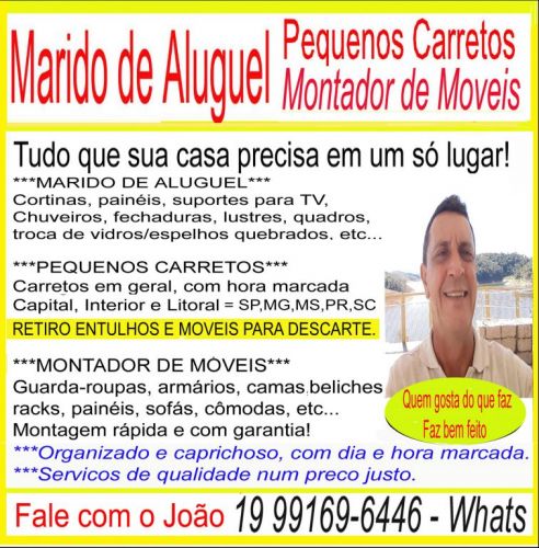 Marido de Aluguel Montador de Moveis Pequenos Carretos em  Cidade Universitária Campinas  760680