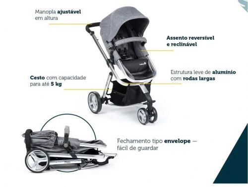 Carrinho de bebê Infanti Travel System Sky Trio Classic na cor cinza 778809 Carrinho de bebê Infanti Travel System Sky Trio Classic na cor cinza 778809