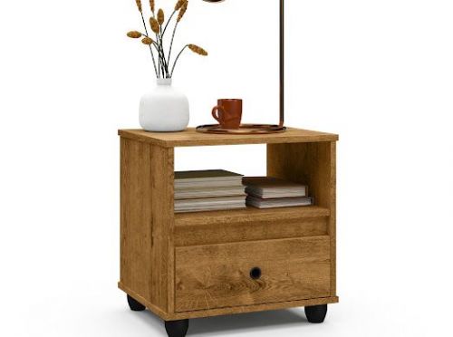 Conjunto de Mesa Cabeceira 1 gaveta cor freijó  782246