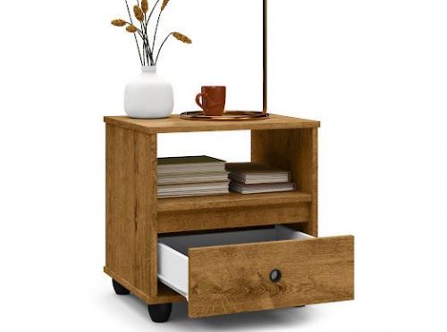 Conjunto de Mesa Cabeceira 1 gaveta cor freijó  782247